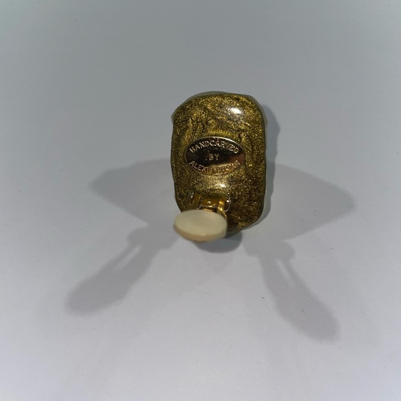 Alexis Bittar Olive Green Yellow Swirl Clip On Earrings - Picture 2 of 4